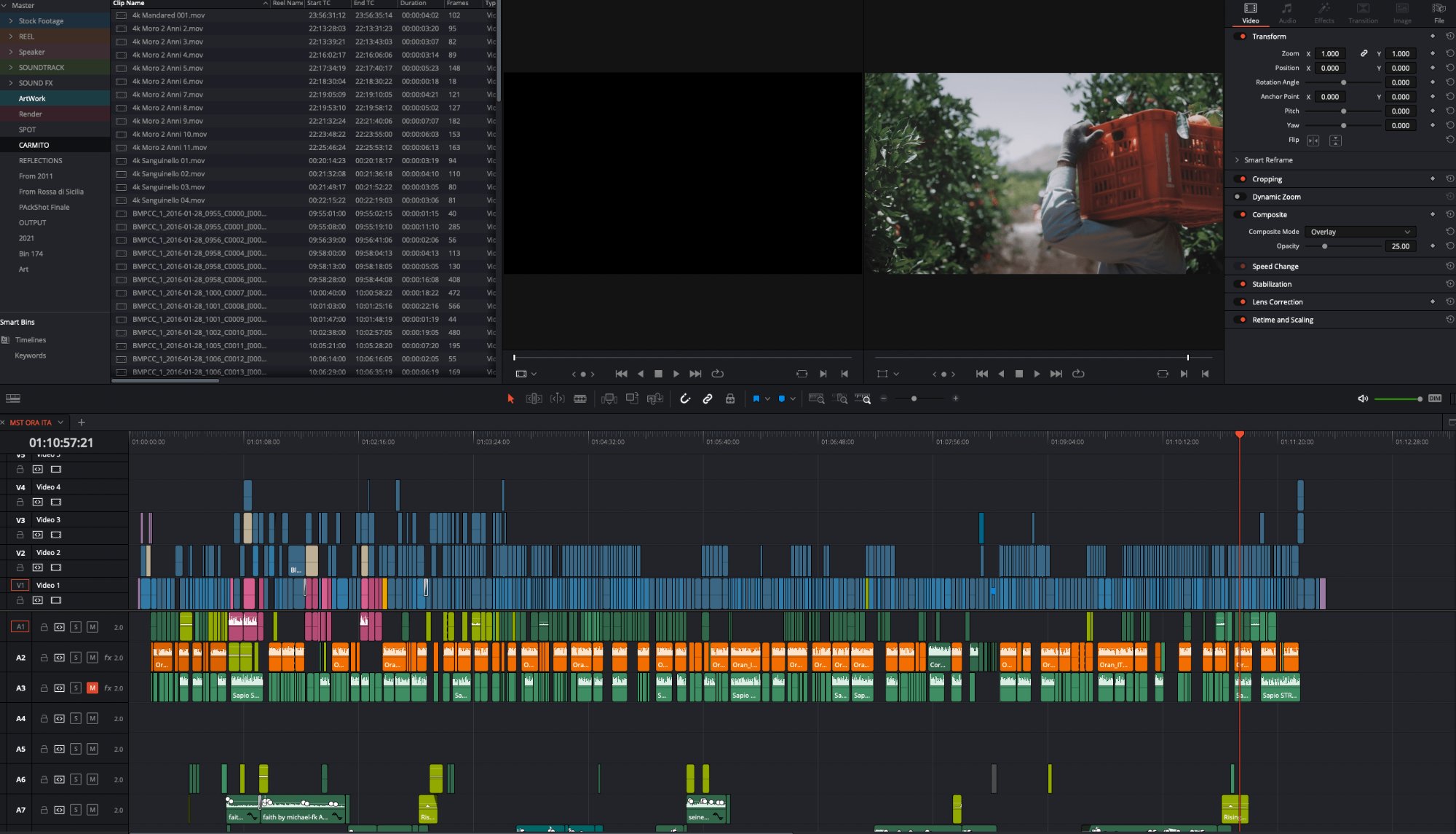 Post-produzione video DaVinci Resolve — Giovanni Lombardo Dotfilm